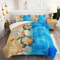 Turtle Comforter Ocean Watercolor Sea Turtle Bedding Set